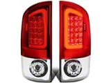 Red C-Bar LED Tail Lights; Chrome Housing; Red Lens (07-08 RAM 1500)