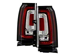 Yukon Style LED Tail Lights; Black Housing; Clear Lens (15-20 Tahoe)