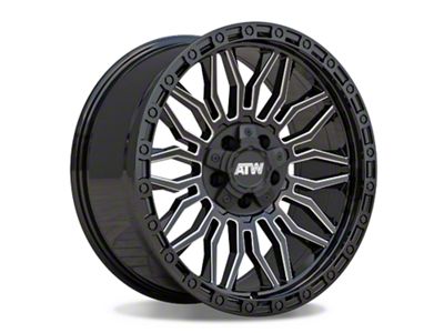 ATW Off-Road Wheels Nile Gloss Black with Milled Spokes 5-Lug Wheel; 20x10; -18mm Offset (02-08 RAM 1500, Excluding Mega Cab)