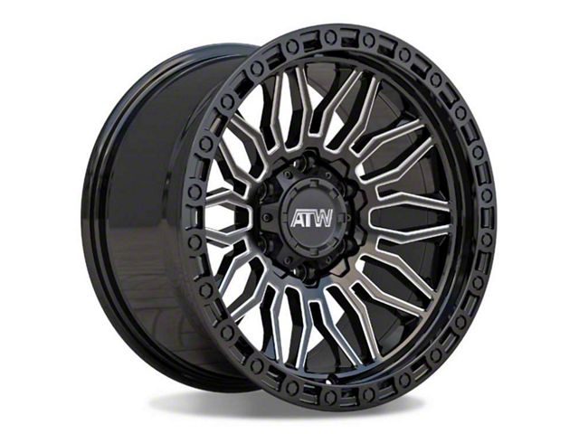 ATW Off-Road Wheels Nile Gloss Black with Milled Spokes 6-Lug Wheel; 17x9; 0mm Offset (14-18 Sierra 1500)