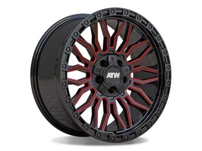 ATW Off-Road Wheels Nile Gloss Black with Red Milled Spokes 5-Lug Wheel; 20x10; -18mm Offset (87-90 Dakota)