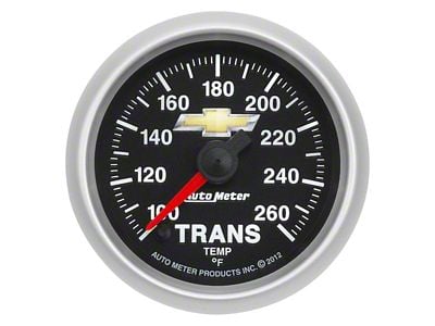 Auto Meter Transmission Temperature Gauge with Chevy Gold Bowtie Logo; Digital Stepper Motor (Universal; Some Adaptation May Be Required)