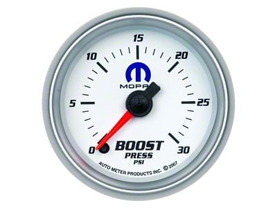 Auto Meter MOPAR Series 2-1/16-Inch Boost Gauge; 0-30 PSI; Digital Stepper Motor (Universal; Some Adaptation May Be Required)