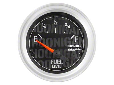 Auto Meter Hoonigan Series 2-1/16-Inch Fuel Level Gauge; 240 ohm Empty to 33 ohm Full (Universal; Some Adaptation May Be Required)