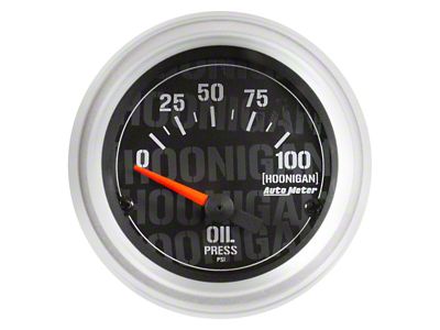 Auto Meter Hoonigan Series 2-1/16-Inch Oil Pressure Gauge; 0-100 PSI (Universal; Some Adaptation May Be Required)