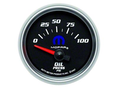 Auto Meter MOPAR Series 2-1/16-Inch Oil Pressure Gauge; 0-100 PSI (Universal; Some Adaptation May Be Required)