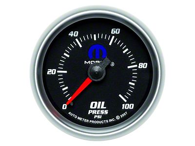 Auto Meter MOPAR Series 2-1/16-Inch Oil Pressure Gauge; 0-100 PSI; Mechanical (Universal; Some Adaptation May Be Required)