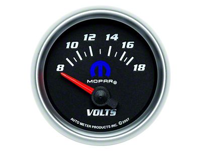 Auto Meter Voltmeter Gauge with MOPAR Logo; Electrical (Universal; Some Adaptation May Be Required)