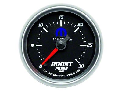 Auto Meter MOPAR Series 2-1/16-Inch Boost Gauge; 0-30 PSI; Digital Stepper Motor (Universal; Some Adaptation May Be Required)