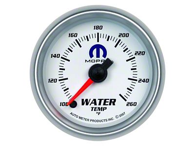 Auto Meter MOPAR Series 2-1/16-Inch Water Temperature Gauge; 100-260 Fahrenheit; Digital Stepper Motor (Universal; Some Adaptation May Be Required)