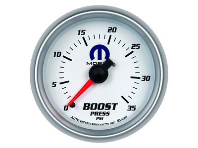 Auto Meter MOPAR Series 2-1/16-Inch Boost Gauge; 0-35 PSI; Mechanical (Universal; Some Adaptation May Be Required)