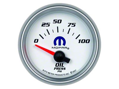 Auto Meter MOPAR Series 2-1/16-Inch Oil Pressure Gauge; 0-100 PSI (Universal; Some Adaptation May Be Required)