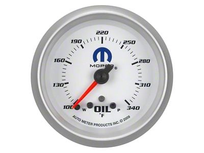 Auto Meter MOPAR Series 2-5/8-Inch Oil Temperature Gauge; 100-340 Fahrenheit (Universal; Some Adaptation May Be Required)