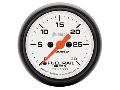 Auto Meter Phantom Series 2-1/16-Inch Fuel Rail Pressure Gauge; 0-30K PSI; Digital Stepper Motor (07-10 6.7L RAM 3500)