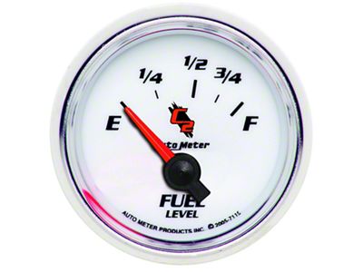 Auto Meter C2 Series 2-1/16-Inch Fuel Level Gauge; 73 ohm Empty to 10 ohm Full (Universal; Some Adaptation May Be Required)