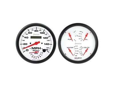 Auto Meter Phantom Series 5-Inch Quad and Tachometer/Speedometer Gauge Kit (Universal; Some Adaptation May Be Required)