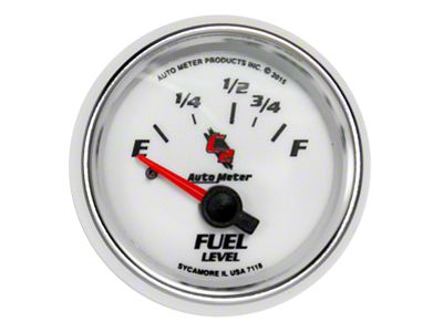 Auto Meter C2 Series 2-1/16-Inch Fuel Level Gauge; 16 ohm Empty to 15 ohm Full (Universal; Some Adaptation May Be Required)