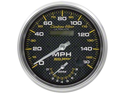 Auto Meter Carbon Fiber Series 5-Inch Tachometer/Speedometer Combo; 8K RPM / 160 MPH (Universal; Some Adaptation May Be Required)