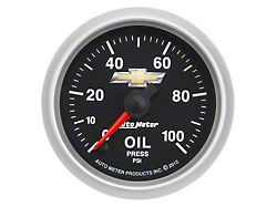 Auto Meter Chevy Gold Bowtie Series 2-1/16-Inch Oil Pressure Gauge; 0-100 PSI; Digital Stepper Motor (Universal; Some Adaptation May Be Required)