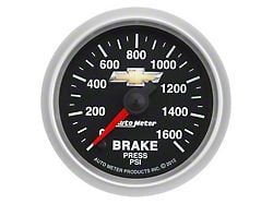 Auto Meter Chevy Gold Bowtie Series 2-1/16-Inch Brake Pressure Gauge; 1600 PSI; Digtal Stepper Motor (Universal; Some Adaptation May Be Required)