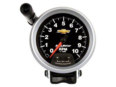 Auto Meter Chevy Gold Bowtie Series 3-3/4-Inch Pedestal Tachometer with Shift Light; 0-10000 RPM (Universal; Some Adaptation May Be Required)