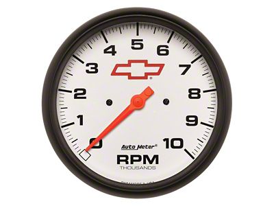 Auto Meter Chevy White Series 5-Inch In-Dash Tachometer; 0-10000 RPM (Universal; Some Adaptation May Be Required)