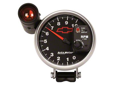 Auto Meter Chevy Black Series 5-Inch Pedestal Tachometer with Shift Light; 0-10000 RPM (Universal; Some Adaptation May Be Required)