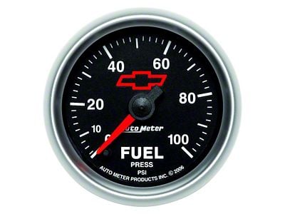 Auto Meter Chevy Black Series 2-1/16-Inch Fuel Pressure Gauge; 0-100 PSI; Digital Stepper Motor (Universal; Some Adaptation May Be Required)