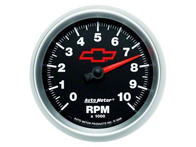 Auto Meter Chevy Black Series 3-3/8-Inch In-Dash Tachometer; 0-10000 RPM (Universal; Some Adaptation May Be Required)