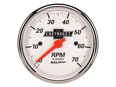 Auto Meter Chevy Vintage Series 3-1/8-Inch In-Dash Tachometer; 0-7000 RPM (Universal; Some Adaptation May Be Required)