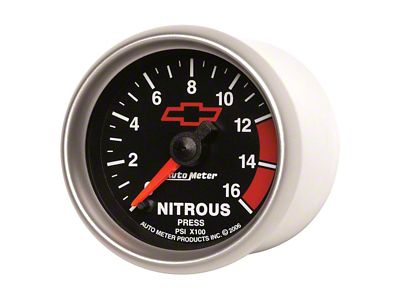 Auto Meter Chevy Black Series 2-1/16-Inch Nitrous Pressure Gauge; 0-1600 PSI; Digital Stepper Motor (Universal; Some Adaptation May Be Required)