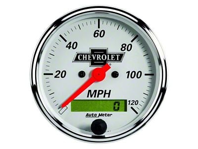 Auto Meter Chevy Vintage Series 3-1/8-Inch Programmable Speedometer; 0-120 MPH (Universal; Some Adaptation May Be Required)