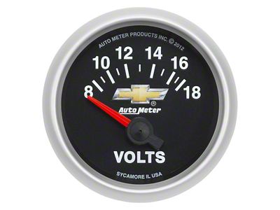 Auto Meter Chevy Gold Bowtie Series 2-1/16-Inch Voltmeter Gauge; 18V (Universal; Some Adaptation May Be Required)