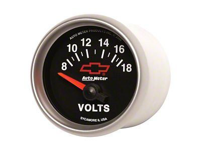 Auto Meter Chevy Black Series 2-1/16-Inch Voltmeter Gauge; 8-18V (Universal; Some Adaptation May Be Required)