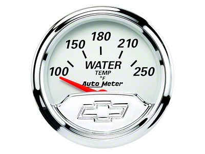 Auto Meter Chevy Vintage Series 2-1/16-Inch Water Temperature Gauge; 100-250 Fahrenheit (Universal; Some Adaptation May Be Required)