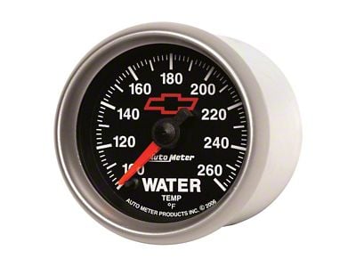 Auto Meter Chevy Black Series 2-1/16-Inch Water Temperature Gauge; 100-260 Fahrenheit; Digital Stepper Motor (Universal; Some Adaptation May Be Required)