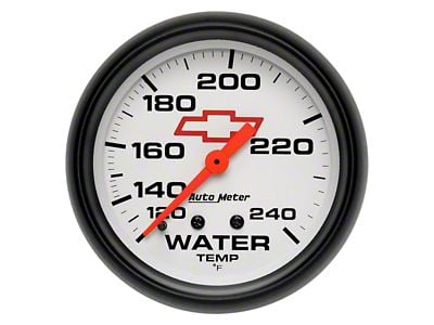 Auto Meter Chevy White Series 2-5/8-Inch Water Temperature Gauge; 120-240 Fahrenheit; Mechanical (Universal; Some Adaptation May Be Required)