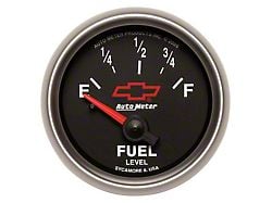 Auto Meter Chevy Black Series 2-1/16-Inch Fuel Level Gauge; 0 ohm Empty to 90 ohm Full (Universal; Some Adaptation May Be Required)