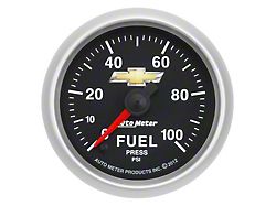 Auto Meter Chevy Gold Bowtie Series 2-1/16-Inch Fuel Pressure Gauge; 100 PSI; Digtal Stepper Motor (Universal; Some Adaptation May Be Required)