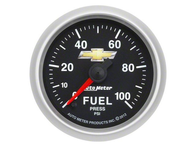 Auto Meter Fuel Pressure Gauge with Chevy Gold Bowtie Logo; Digital Stepper Motor (Universal; Some Adaptation May Be Required)