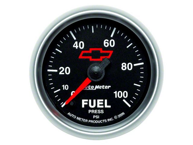 Auto Meter Fuel Pressure Gauge with Chevy Red Bowtie Logo; Digital Stepper Motor (Universal; Some Adaptation May Be Required)