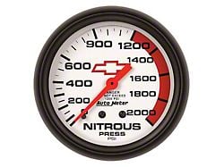 Auto Meter Chevy White Series 2-5/8-Inch Nitrous Pressure Gauge; 0-2000 PSI; Mechanical (Universal; Some Adaptation May Be Required)