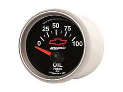 Auto Meter Chevy Black Series 2-1/16-Inch Oil Pressure Gauge; 0-100 PSI (Universal; Some Adaptation May Be Required)