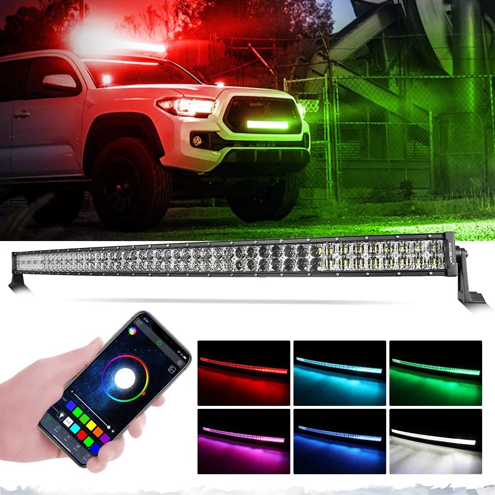 Auxbeam Silverado 1500 52-Inch V-Series RGB Curved LED Light Bar ...