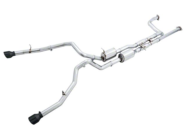 AWE 0FG Dual Exhaust System with Diamond Black Tips; Rear Exit (21-24 RAM 1500 TRX)