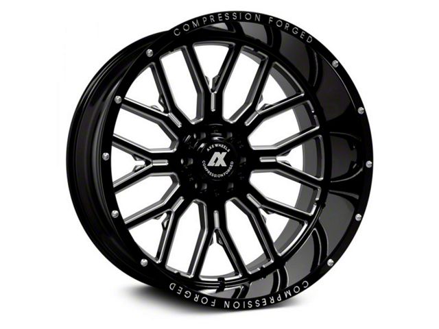 Axe Wheels AX6.0 Gloss Black Milled 8-Lug Wheel; 22x12; -44mm Offset (03-09 RAM 2500)