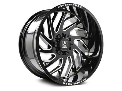 Axe Wheels Zeus Gloss Black Milled 8-Lug Wheel; 20x12; -44mm Offset (07-10 Silverado 3500 HD SRW)