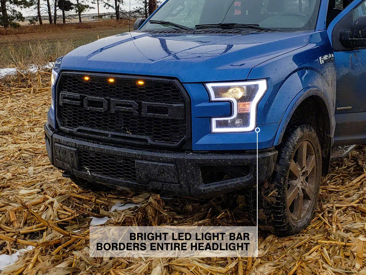 F 150 Projector Headlights With Led Drl Black Housing Clear Lens 15 17 F 150 W Factory 1522