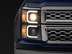 Light Bar DRL Projector Headlights; Black Housing; Clear Lens (14-15 Silverado 1500)