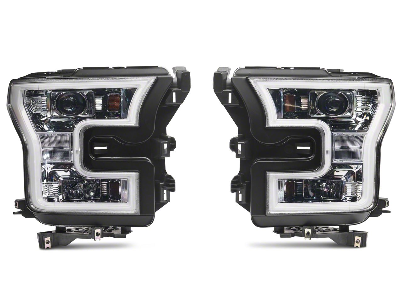 F 150 Led Drl Projector Headlights Chrome Housing Clear Lens 15 17 F 150 W Factory Halogen 3991